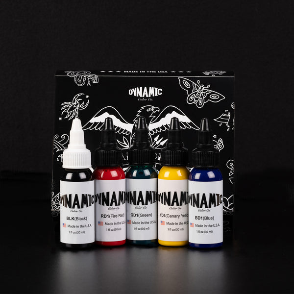 Dynamic Tattoo Ink Traditional Set 1 oz Bottles - 5 Colors