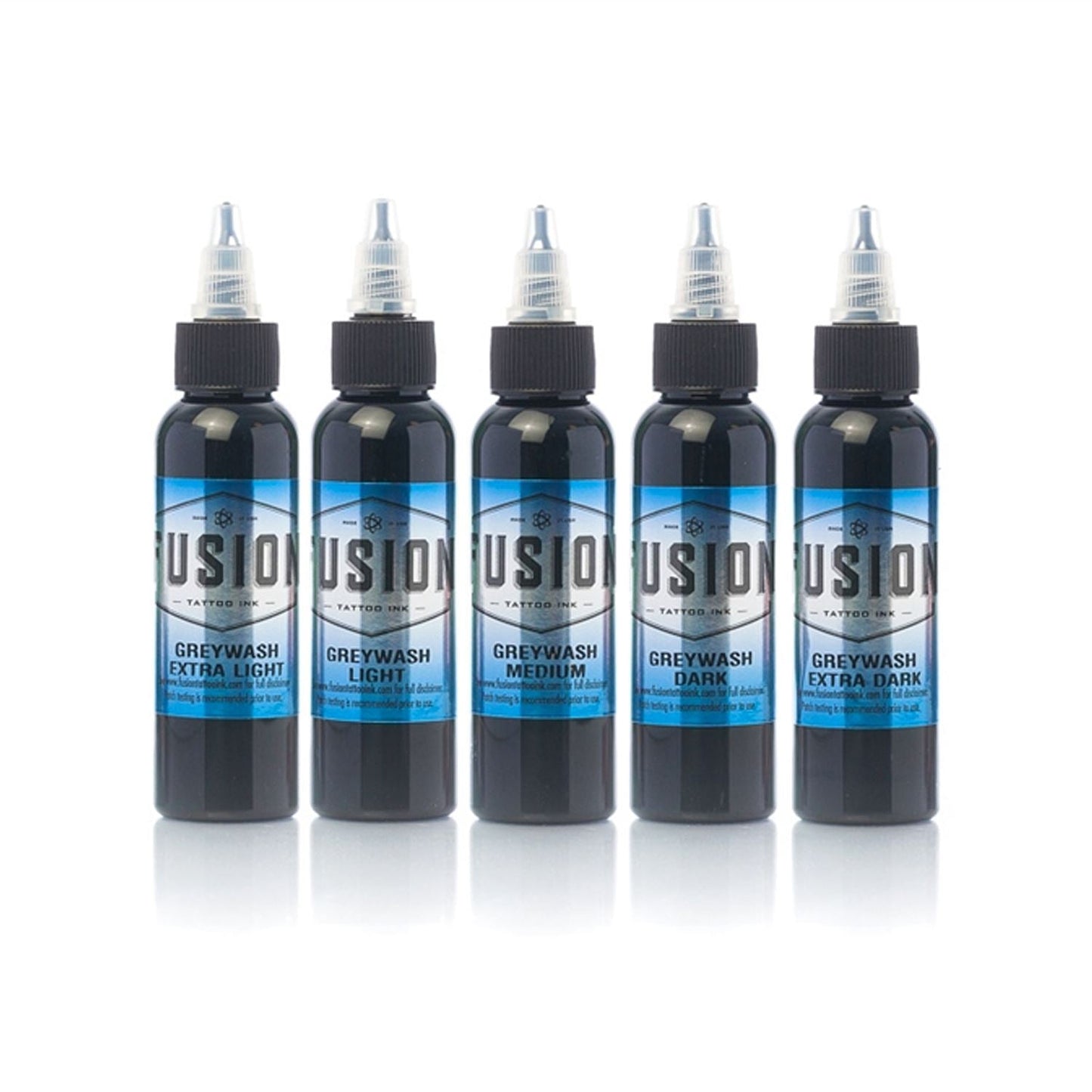 Fusion Ink Greywash Set - 5 Bottles 2 oz - TATX.comTATTOO INK