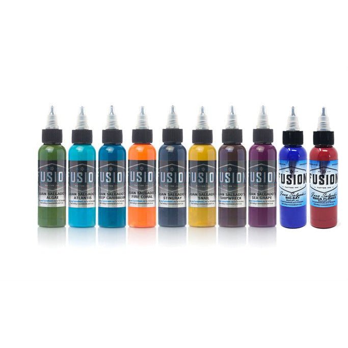 Fusion Ink - Juan Salgado 10-Color Palette Signature Set 1oz - TATX.comTATTOO INK