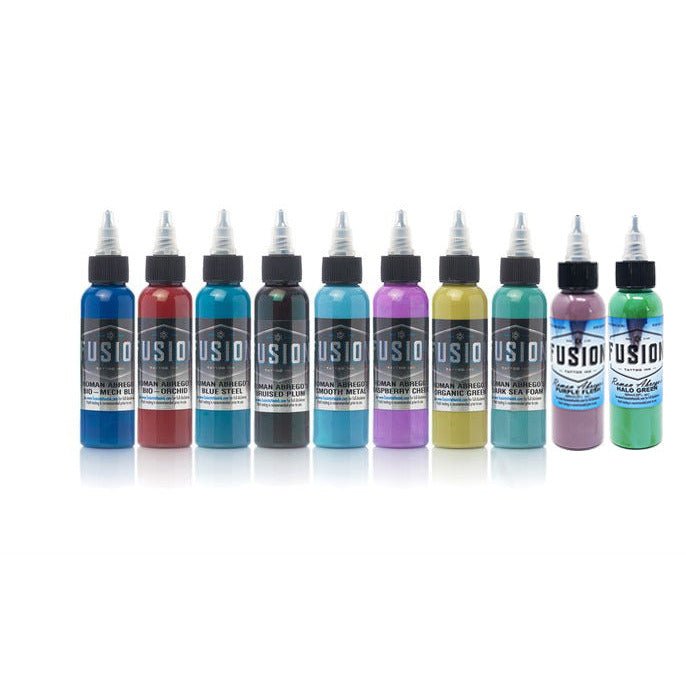 Fusion Ink - Roman Abrego 10-Color Palette Signature Set 1oz - TATX.comTATTOO INK