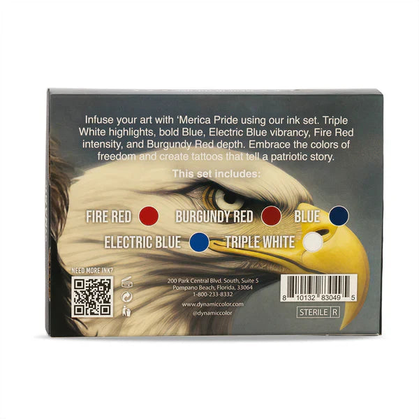 Dynamic Tattoo Ink Merica Set 1 oz Bottles - 5 Colors