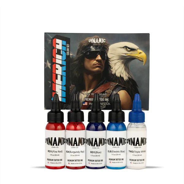 Dynamic Tattoo Ink Merica Set 1 oz Bottles - 5 Colors