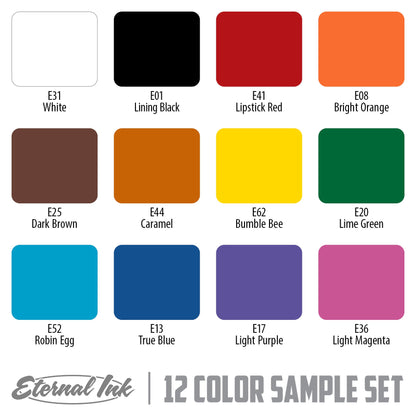 Eternal Tattoo Ink - Sample 12 Bottle Set - Primary Colors