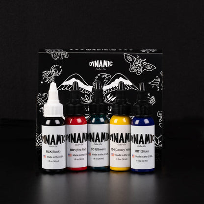 Dynamic Tattoo Ink Traditional Set 1 oz Bottles - 5 Colors