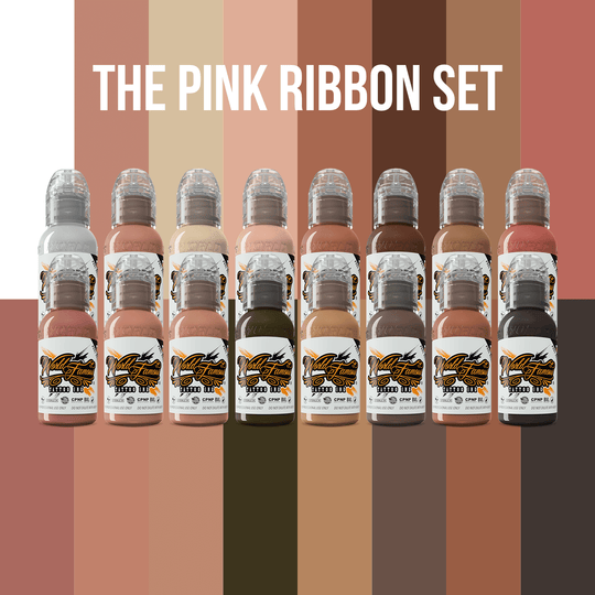 World Famous Tattoo Ink - Pink Ribbon Set 16 Bottles