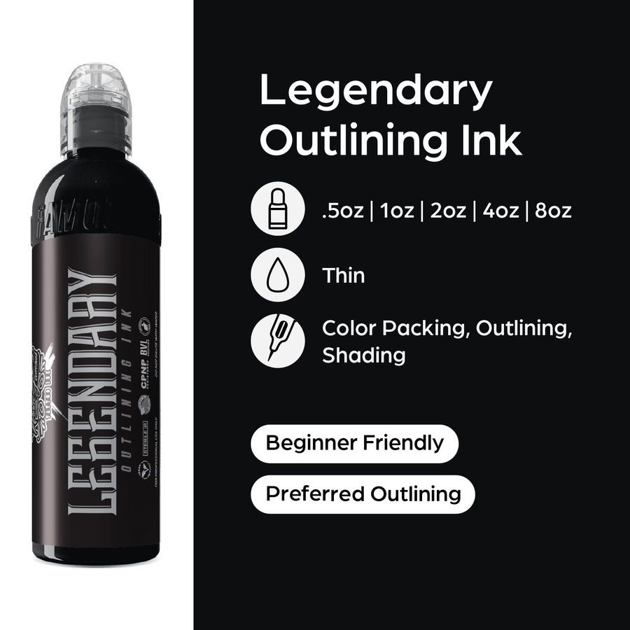 World Famous Tattoo Ink - Legendary Outlining Black 1 oz