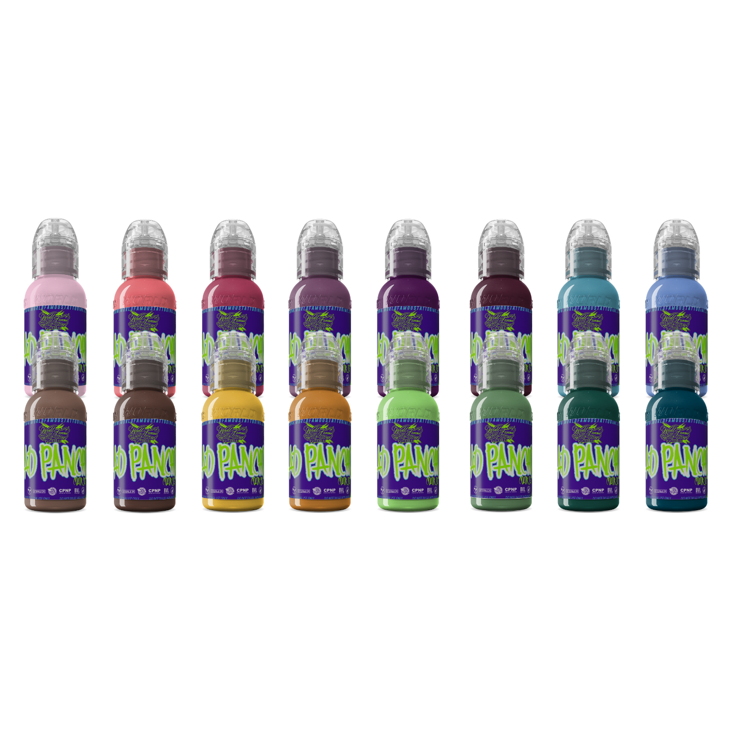 World Famous Tattoo Ink - 16 Colors A.D. Pancho Proteam Set - 1oz