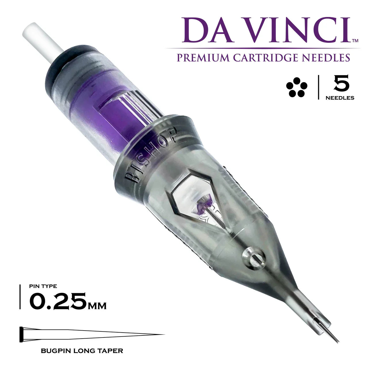 Bishop - 5RL LT #8 (0.25mm) - 20pc - Round Liner Tattoo Cartridges