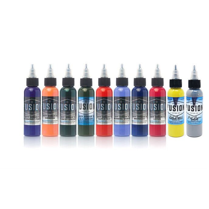 Fusion Ink -Jeff Gogue 10-Color Palette Signature Set 1oz - TATX.comTATTOO INK
