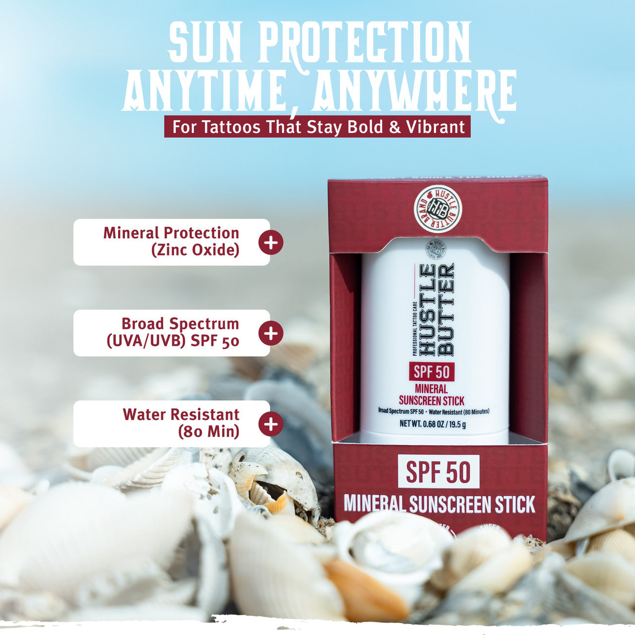 Hustle Butter Mineral Sunscreen Stick SPF 50 - 0.68 oz